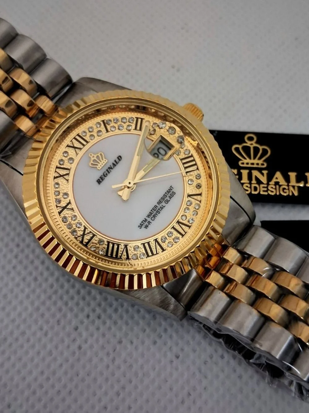 NEW IN BOX Men's Reginald 36mm Real Diamond Presidential Date Watch